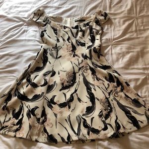 Zara Basic beige, blush and black printed dress
